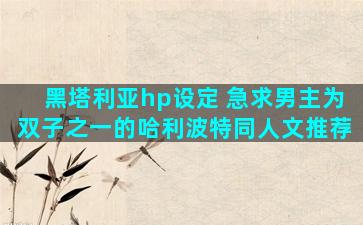黑塔利亚hp设定 急求男主为双子之一的哈利波特同人文推荐